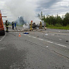 В Югре «УАЗ» столкнулся с мусоровозом и загорелся, водитель погиб на месте
